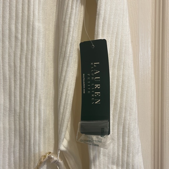 Lauren Ralph Lauren Tops | Lauren Ralph Lauren White Tan Quarter Zip Ribbed 3/4 - Picture 3 of 6